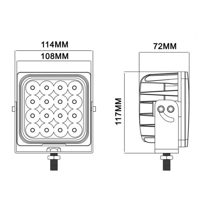 10-30V Professional Square 48W LED Work ضوء for Mining Machinery