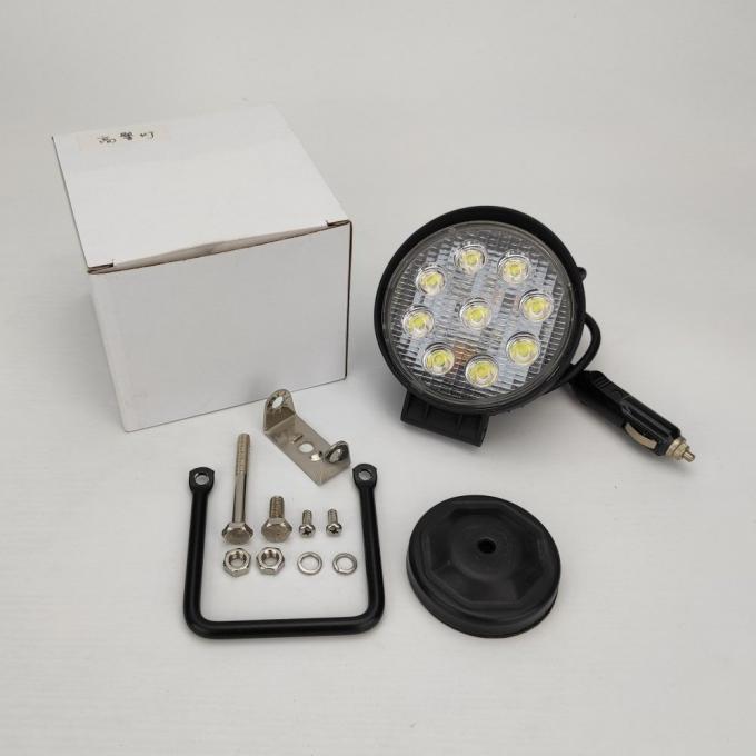 4 Inch 27W Round Portable LED Work ضوء بقعة Magnetic Base 12V 24V